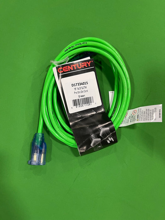 15ft 14/3 Green Extension Cord Lighted Plug