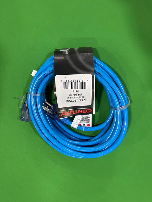 25ft 12/3 Blue Extension Cord Lighted Plug